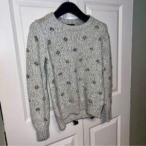 Ladies Banana Republic festive knit gray sweater size small